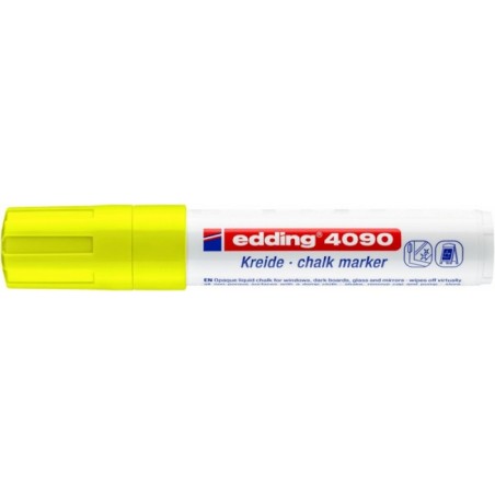 Marker kredowy e-4090 edding, 4-15 mm, żółty neonowy - 5 szt