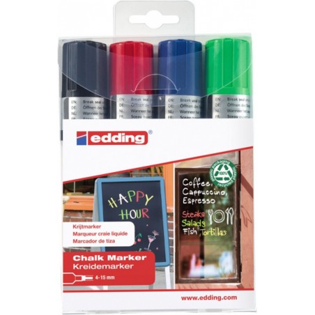 Marker kredowy e-4090 edding, 4-15 mm, 4 szt., mix kolorów