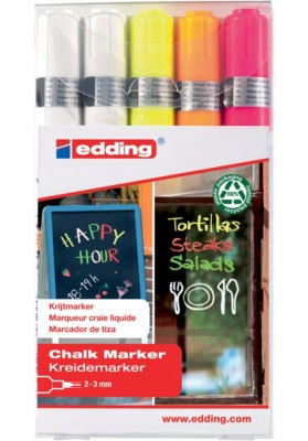 Marker kredowy e-4095 edding, 2-3 mm, 5 szt., mix kolorów