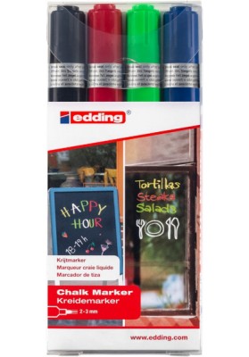Marker kredowy e-4095 EDDING, 2-3 mm, 4 szt., mix kolorów