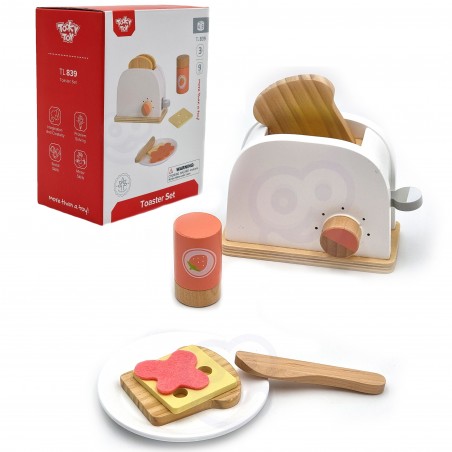 Tooky toy drewniany toster zestaw dla dzieci 9 el.