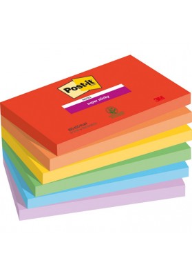 Karteczki samoprzylepne Post-it® Super Sticky, PLAYFUL, 76x127mm, 6x90 kart.
