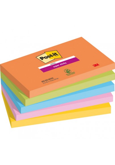 Karteczki samoprzylepne post-it® super sticky, boost, 76x127mm, 5x90 kart.