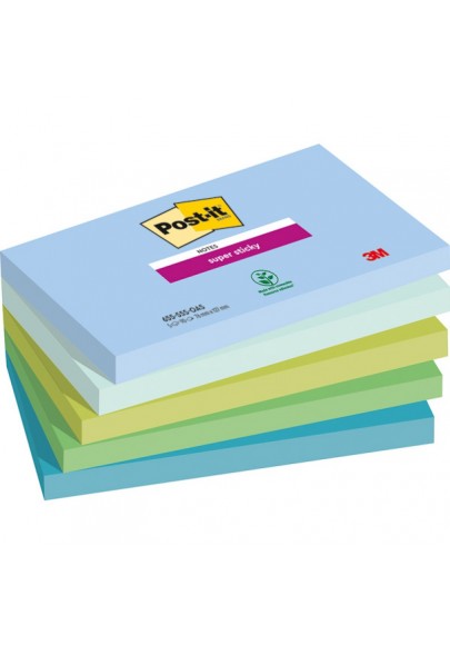 Karteczki samoprzylepne post-it® super sticky, oasis, 76x127mm, 5x90 kart.