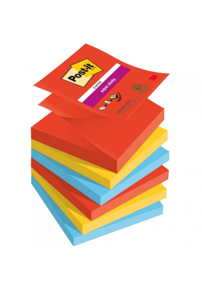 Karteczki samoprzylepne post-it® super sticky z-notes, playful, 76x76mm, 6x90 kart.