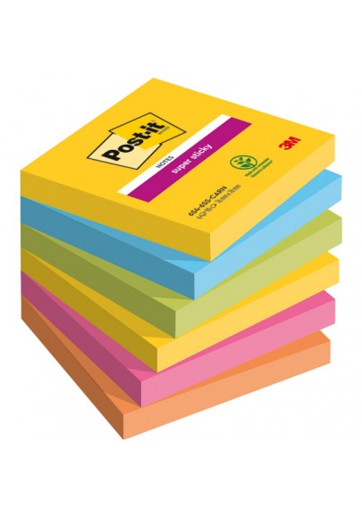 Karteczki samoprzylepne post-it® super sticky, carnival, 76x76mm, 6x90 kart.