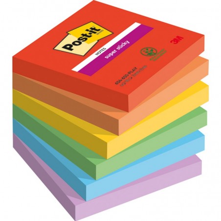 Karteczki samoprzylepne Post-it® Super Sticky, PLAYFUL, 76x76mm, 6x90 kart.
