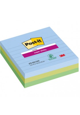 Karteczki samoprzylepne Post-it® Super Sticky XL, OASIS, w linię, 101x101mm, 3x70 kart.