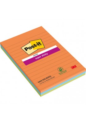 Karteczki samoprzylepne Post-it® Super Sticky XXL, BOOST, w linię, 101x152mm, 3x45 kart.