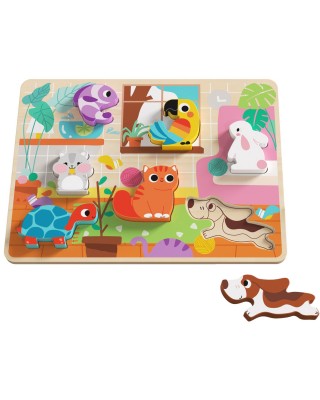Tooky toy drewniane puzzle montessori zwierzątka dom dopasuj kształty