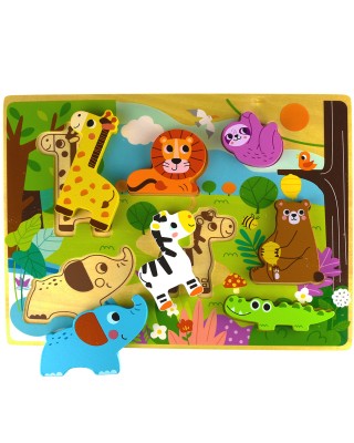 Tooky Toy Drewniane Puzzle Zwierzątka w Lesie Dopasuj Kształty