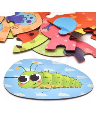 CLASSIC WORLD Drewniane Puzzle Owady Układanka Dla Dzieci 6 Obrazków 24 el.