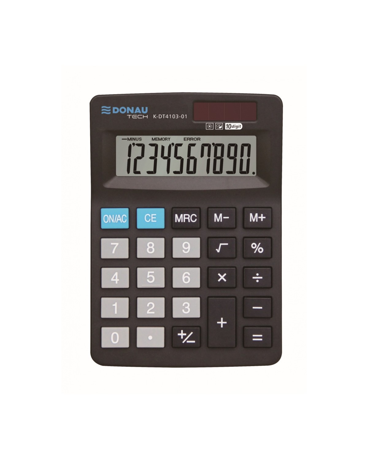 Kalkulator biurowy donau tech, 10-cyfr. wyświetlacz, wym. 127x88x23 mm, czarny