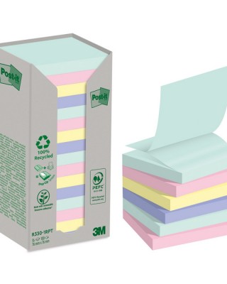 Ekologiczne karteczki samoprzylepne Post-it® Z-Notes, NATURE, pastelowe, 76x76mm, 16x100 kart.