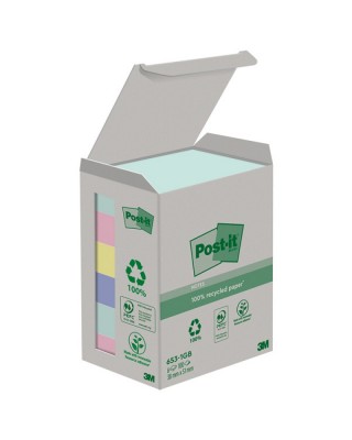 Ekologiczne karteczki samoprzylepne Post-it®, NATURE, pastelowe, 38x51mm, 6x100 kart.