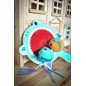 Tooky toy gra zręcznościowa dla dzieci drewniana paletka rekin + 2 rybki na rzep do łapania