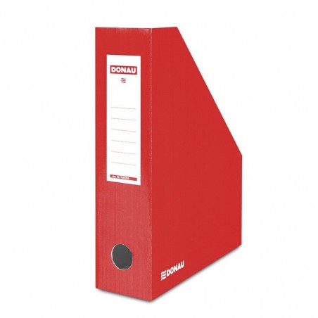 Pojemnik na dokumenty DONAU, karton, ścięty, A4/80mm, lakierowany, czerwony
