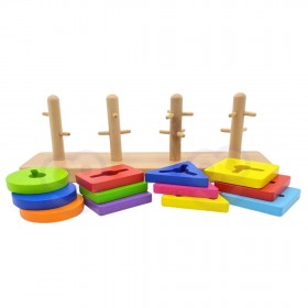 Drewniane klocki Viga Toys z sorterem kształtów Montessori