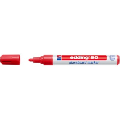 Marker do tablic szklanych e-90 edding, 2-3 mm, czerwony - 10 szt
