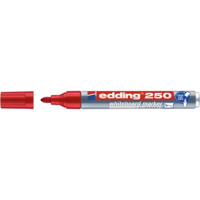 Marker do tablic suchościeralnych e-250 edding, 1,5-3 mm, czerwony - 10 szt