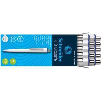 Długopis automatyczny schneider k3, biosafe, m, niebieski - 10 szt