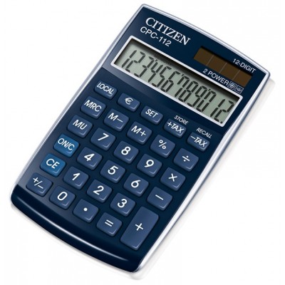 Kalkulator biurowy citizen cpc-112 blwb, 12-cyfrowy, 120x72mm, niebieski