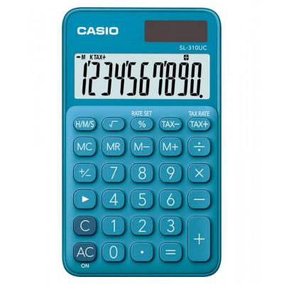 Kalkulator kieszonkowy casio sl-310uc-bu-b, 10-cyfrowy, 70x118mm, kartonik, niebieski