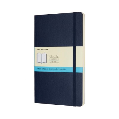 Notes moleskine l (13x21cm) w kropki, miękka oprawa, sapphire blue, 192 strony, niebieski