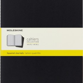 Zestaw 3 zeszytów moleskine cahier journals xl (19x25cm) w kratkę, 120 stron, czarny