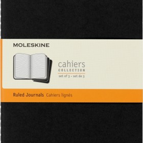 Zestaw 3 zeszytów moleskine cahier journals l (13x21cm) w linie, 80 stron, czarny