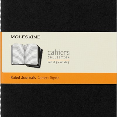 Zestaw 3 zeszytów moleskine cahier journals l (13x21cm) w linie, 80 stron, czarny