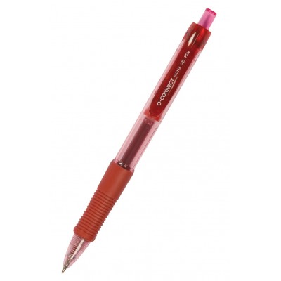 Długopis automatyczny żelowy q-connect 0,5mm (linia), zawieszka, czerwony