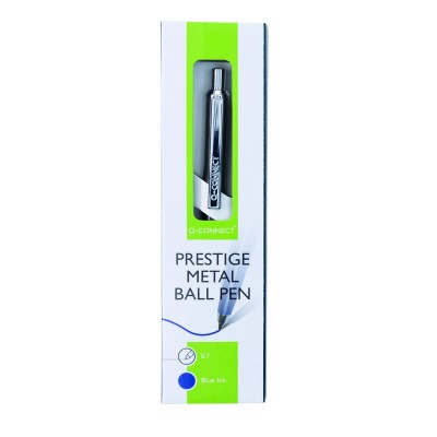 Długopis automatyczny q-connect prestige, 0,7mm, niebiesko/srebrny, wkład niebieski