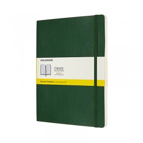 Notes moleskine classic xl (19x25cm), w kratkę, miękka oprawa, myrtle green, 192 strony, zielony