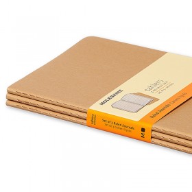 Zestaw 3 zeszytów moleskine cahier journals l (13x21cm), w linie, 80 stron, piaskowy