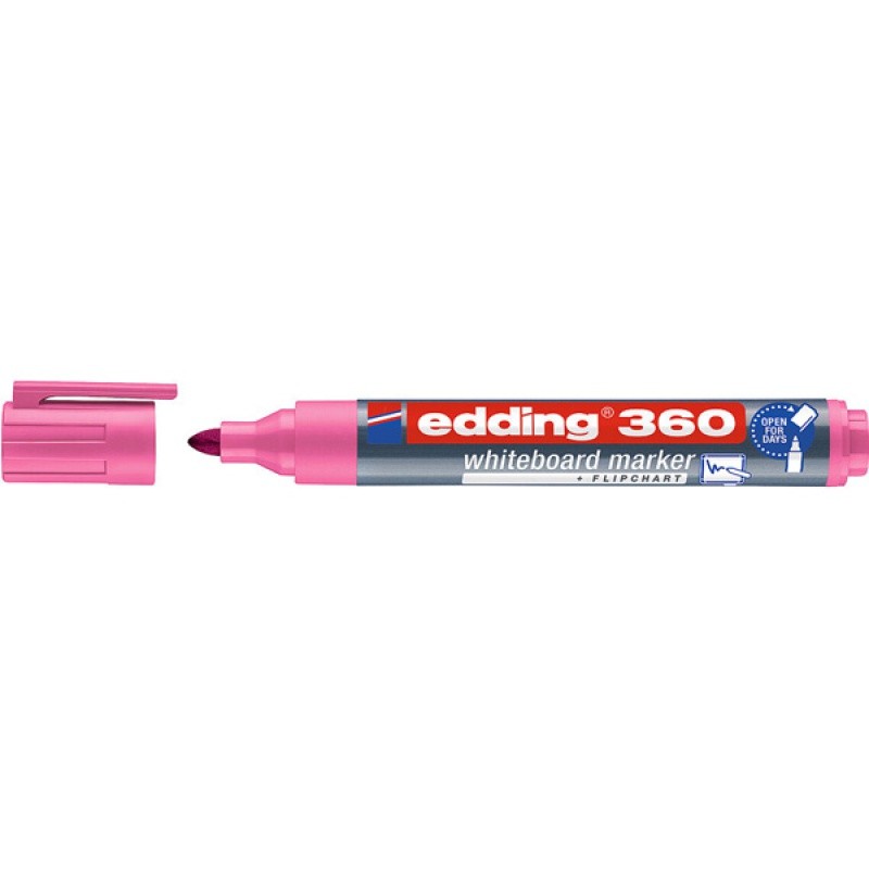 Marker do tablic e-360 edding, 1,5-3mm, różowy - 10 szt