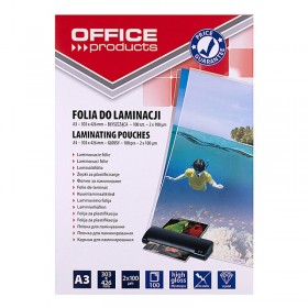 Folia do laminowania office products, a3, 2x100mikr., błyszcząca, 100szt., transparentna