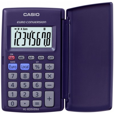 Kalkulator kieszonkowy casio hl-820vera box, 8-cyfrowy, 127x104x7,5mm, czarny