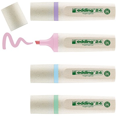 Zakreślacze e-24 ecoline edding, 2-5 mm, 4 szt., mix pastelowych kolorów