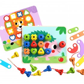 Tooky toy wielofunkcyjna tablica zestaw kolorowych śrubek nauka kształtów