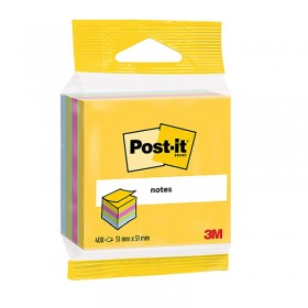 Mini kostka samoprzylepna post-it® (2012-muc), 51x51mm, 1x400 kart., mix kolorów