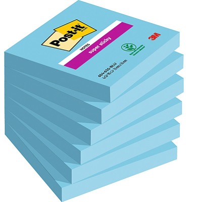 Karteczki samoprzylepne post-it® super sticky (654-6ss-eb), 76x76mm, 1x90 kartek, niebieskie