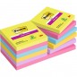 Karteczki samoprzylepne post-it® super sticky (654 -12ssuc), 76x76mm, 1x90 kart., neonowe - 12 szt