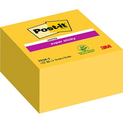 Kostka samoprzylepna post-it® super sticky (2028-s), 76x76mm, 1x350 kart., ultra żółta
