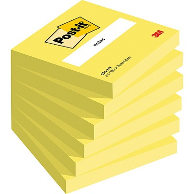 Karteczki samoprzylepne post-it® (654ny), 76x76mm, 1x100 kart., jaskrawy żółty