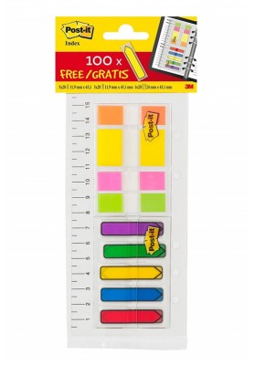 Zestaw szkolny zakładek POST-IT® (683-3+680-1+684-ARR1), z linijką, mix kolorów