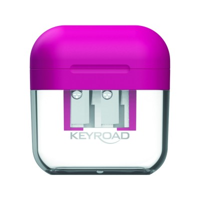 Temperówka plastikowa keyroad, podwójna, z pojemnikiem, display, mix kolorów - 12 szt
