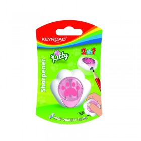 Temperówka plastikowa z gumką keyroad, kitty cat, pojedyncza, blister, mix kolorów