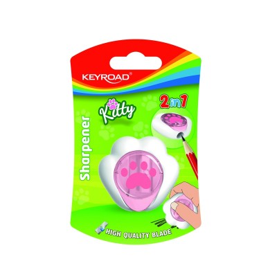 Temperówka plastikowa z gumką keyroad, kitty cat, pojedyncza, blister, mix kolorów