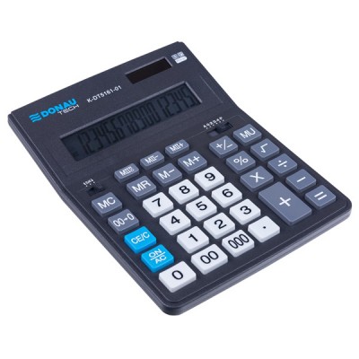 Kalkulator biurowy donau tech office, 16-cyfr. wyświetlacz, wym. 201x155x35mm, czarny
